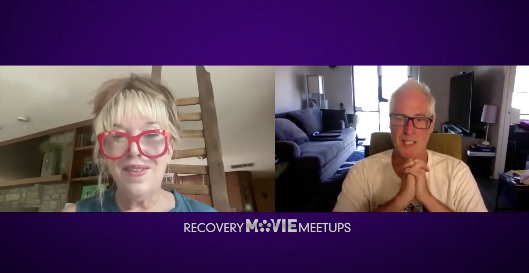 Recovery Movie Meetups screencapture with Lisa and Ted